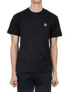 Logo Patch Short Sleeves T-Shirt Black - STONE ISLAND - BALAAN 2