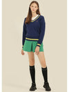 LaLa V-Neck Knit Top Navy - LALA SMILE - BALAAN 7