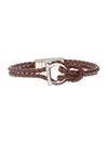 Gancini Leather Bracelet Silver Brown - SALVATORE FERRAGAMO - BALAAN 1