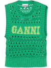 Logo Intarsia Knit Vest Green - GANNI - BALAAN 1