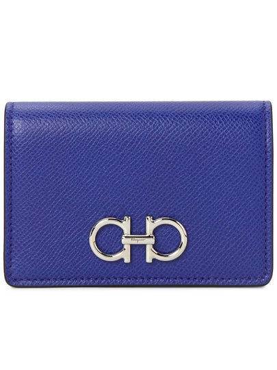 Gancini Leather Card Wallet Blue - SALVATORE FERRAGAMO - BALAAN 2