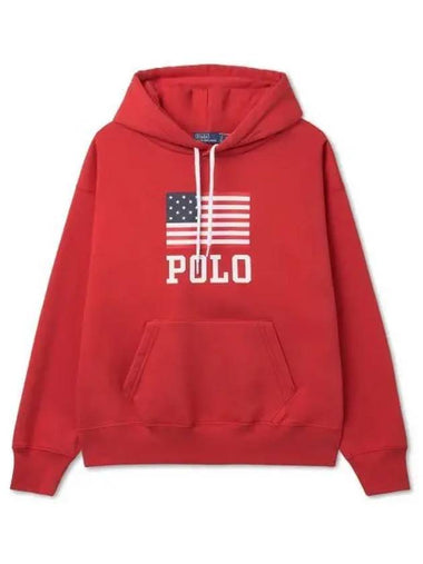 W Logo Flag Oversized Fleece Hoodie Red - POLO RALPH LAUREN - BALAAN 1