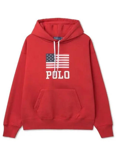 W Logo Flag Oversized Fleece Hoodie Red - POLO RALPH LAUREN - BALAAN 2