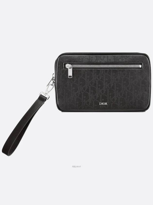 Toiletry Oblique Galaxy Leather Pouch Bag Black - DIOR - BALAAN 2