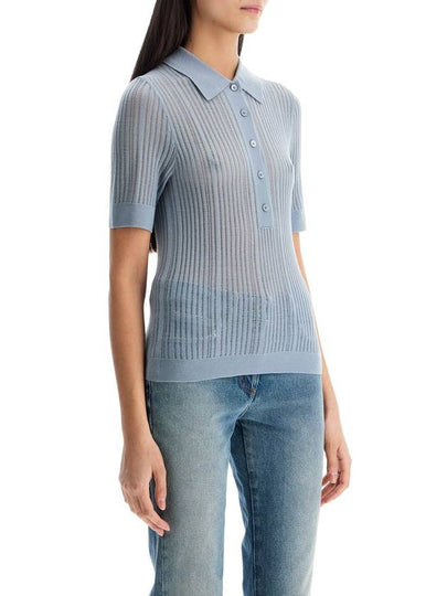 silk top iced blue with polo collar - CHLOE - BALAAN 2