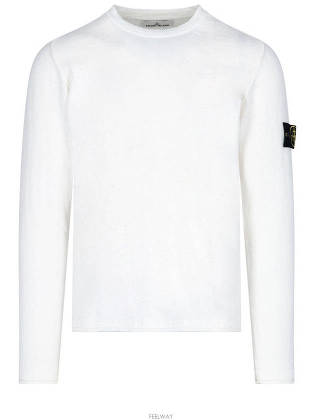 Wappen Patch Crew Neck Knit Top White - STONE ISLAND - BALAAN 2