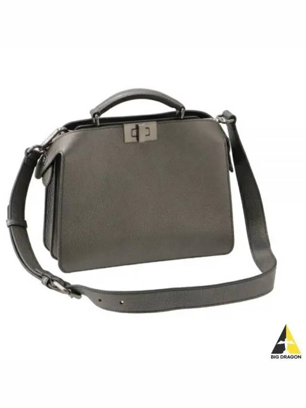 Peekaboo ISeeU Mini Leather Tote Bag Grey - FENDI - BALAAN 2