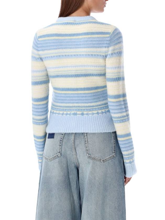 Striped Soft Wool Cardigan Light Blue - GANNI - BALAAN 3