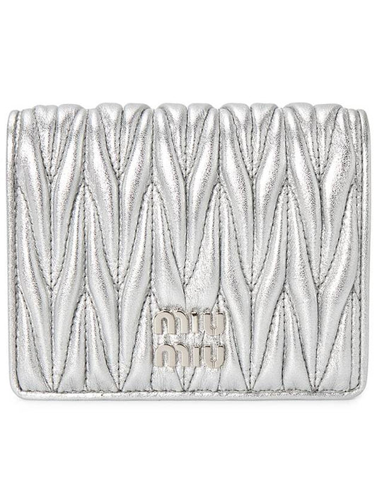 Matelasse Leather Half Wallet Silver - MIU MIU - BALAAN 2