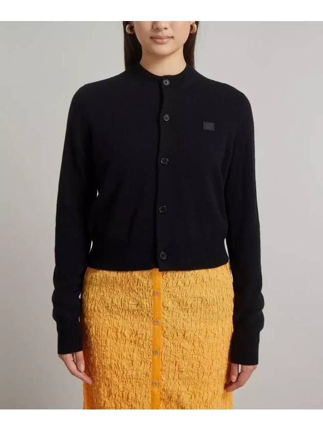 Face Patch Crop Cardigan Black - ACNE STUDIOS - BALAAN 2