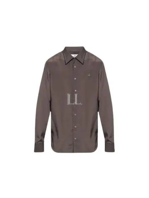 Men's Ghost Embroidered Logo Long Sleeve Shirt Grey - VIVIENNE WESTWOOD - BALAAN 2