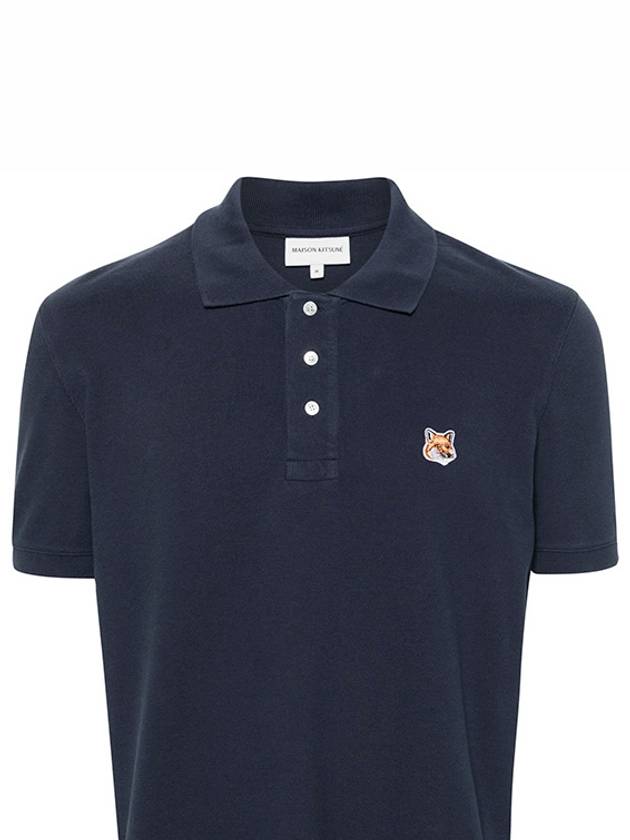 Fox Head Patch Cotton Polo Shirt Blue - MAISON KITSUNE - BALAAN 2