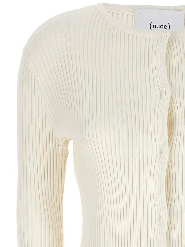 Nude Cutout Detail Ribbed Cardigan - NUDE - BALAAN 3