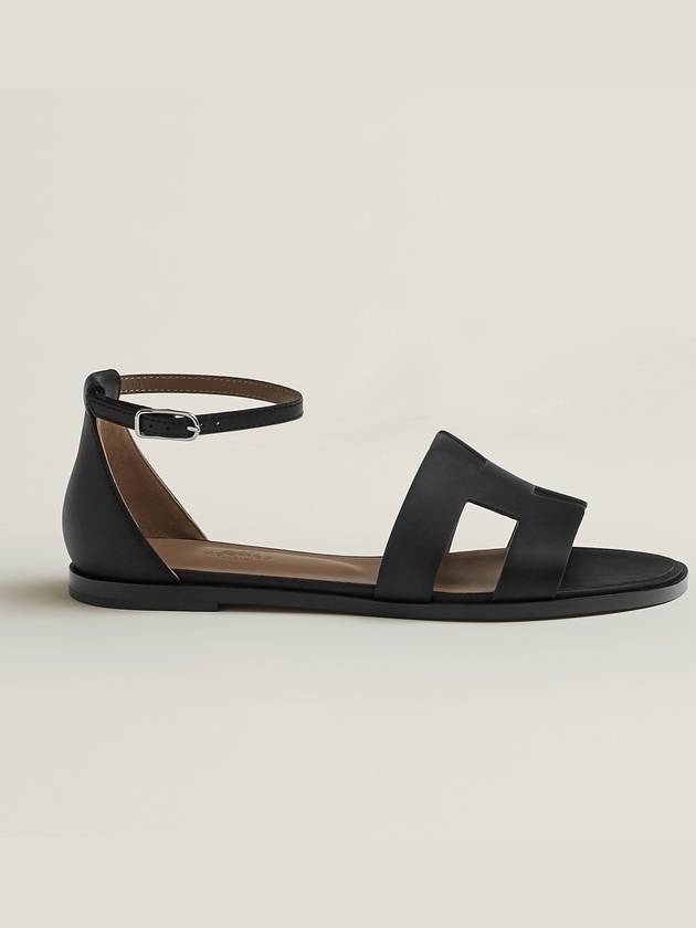 Santorini Sandal Calfskin & Noir - HERMES - BALAAN 4