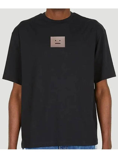 Front face patch crew neck short sleeve tshirt black - ACNE STUDIOS - BALAAN 1