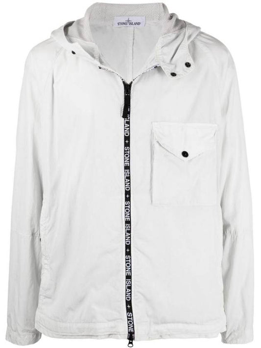 Logo Zipper Hooded Jacket White - STONE ISLAND - BALAAN.