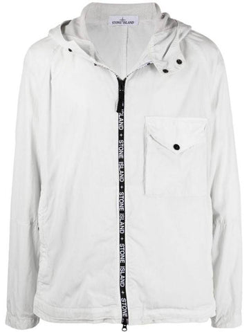 Logo Zipper Cupro Nylon Hooded Jacket White - STONE ISLAND - BALAAN 1