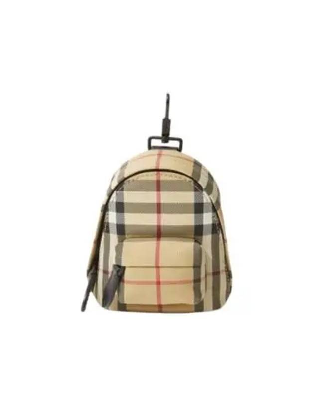 Jett Check Mini Canvas Backpack Charm Key Holder Beige - BURBERRY - BALAAN 2