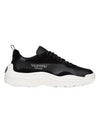 Men's Two-Tone Leather Suede Banshee Gumboy Low Top Sneakers Black - VALENTINO - BALAAN 1