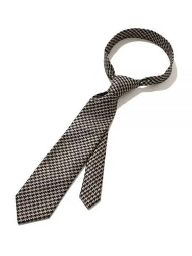 Men's Houndstooth Silk Tie Brown - TOM FORD - BALAAN 1