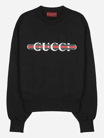 Print Cotton Jersey Sweatshirt Black - GUCCI - BALAAN 2