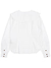 Ruffle Wide Poplin Blouse White - GANNI - BALAAN 3