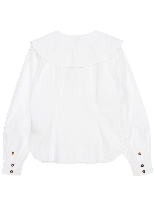 Ruffle Wide Poplin Blouse White - GANNI - BALAAN 3