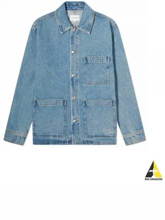 Spread Collar Denim Jacket Blue - MAISON KITSUNE - BALAAN 2