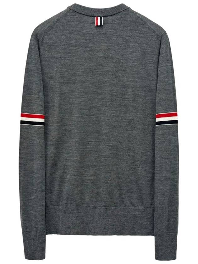 Merino Striped Crew Neck Knit Top Grey - THOM BROWNE - BALAAN 3