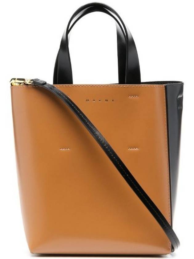 Museo Leather Logo Mini Tote Bag Brown - MARNI - BALAAN 2