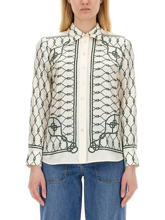 Tory Burch Printed Silk Twill Shirt - TORY BURCH - BALAAN 1