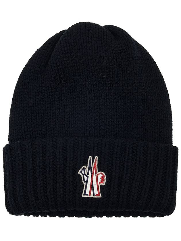 Men's Grenoble Logo Patch Beanie 3B00016 M1131 999 - MONCLER - BALAAN 1