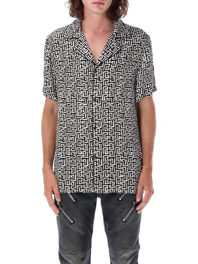 Monogram Paint Bowling Short Sleeve Shirt Black - BALMAIN - BALAAN 2