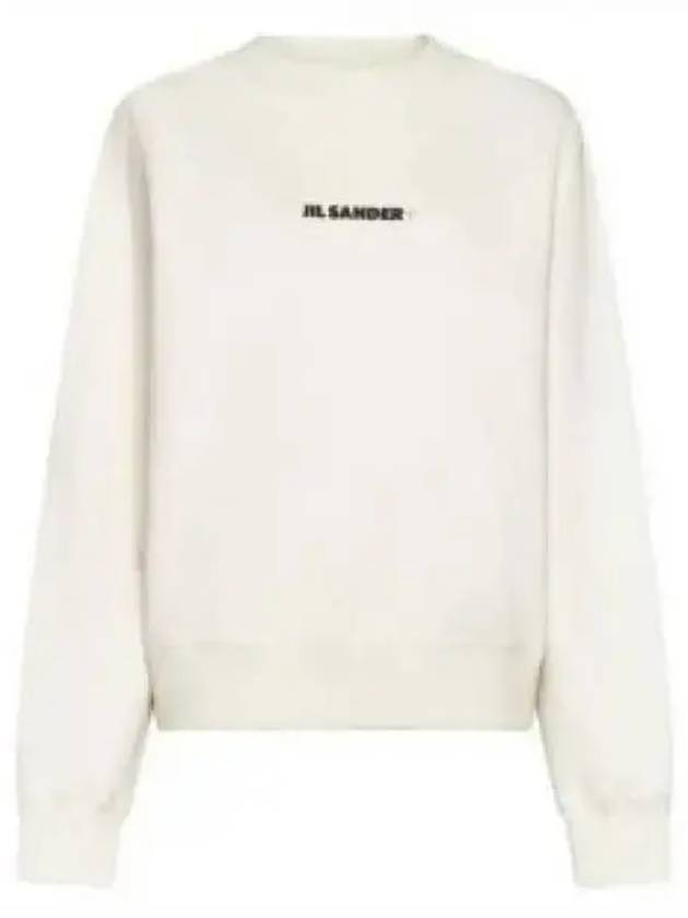 Front Logo Cotton Sweatshirt Beige - JIL SANDER - BALAAN 2