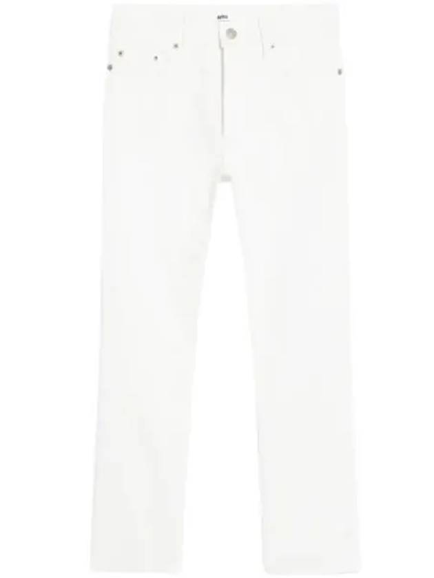 Women's Denim High Waist Cropped Jeans White - AMI - BALAAN 2