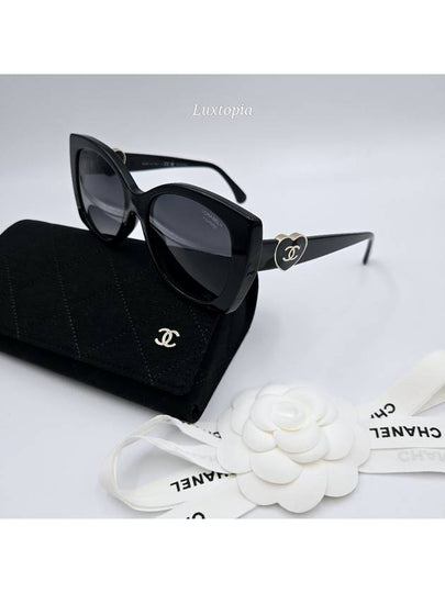 Eyewear Heart Logo Square Acetate Sunglasses Black - CHANEL - BALAAN 2