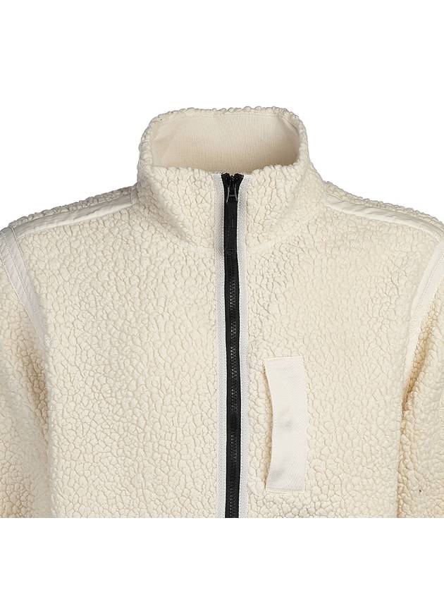 Embroidered Logo Furry Wool Zip-up Jacket Ivory - STONE ISLAND - BALAAN 5