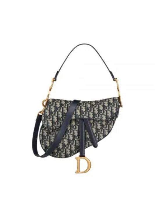 Saddle Oblique Jacquard Shoulder Bag Navy - DIOR - BALAAN 2