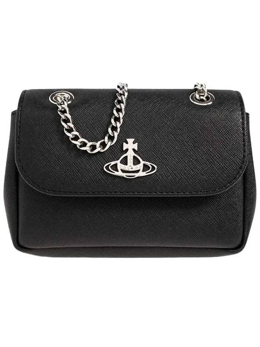 Women s Saffiano Mini Silver Chain Cross Bag Black 5C01000CW S000B N401 - VIVIENNE WESTWOOD - BALAAN 1