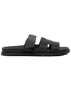 Hermes Chypre H Logo Calfskin Sandals Black - HERMES - BALAAN 7