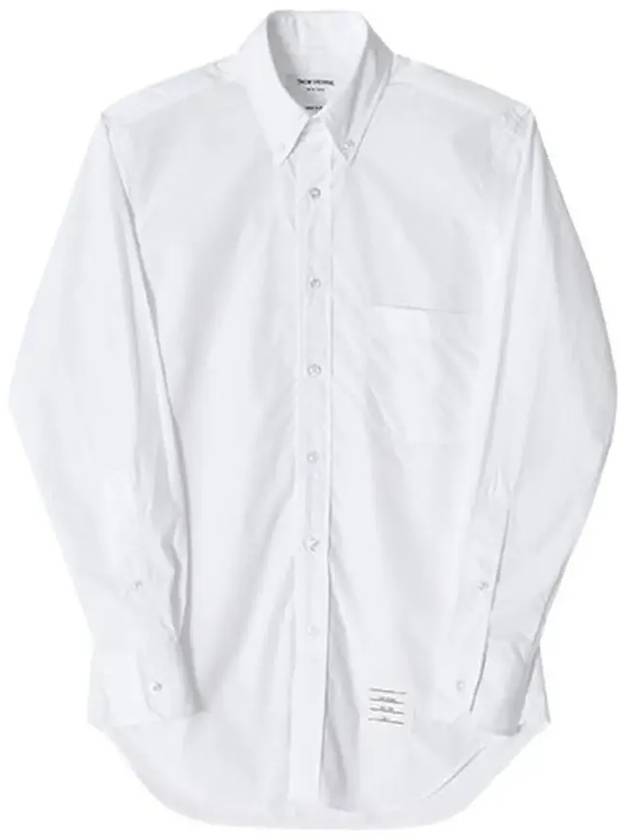 Men's Grosgrain Placket Solid Poplin Long Sleeve Shirt White - THOM BROWNE - BALAAN 6