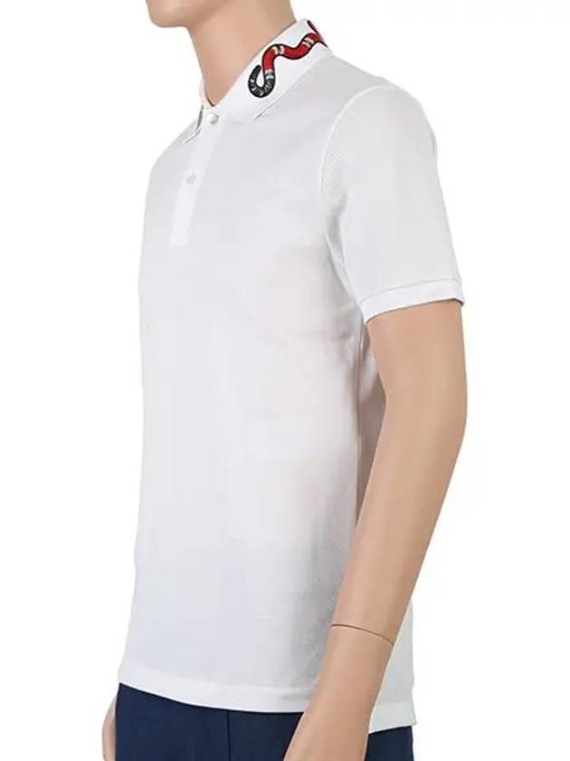 Embroidered Snake Logo Polo Shirt White - GUCCI - BALAAN 3