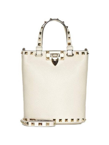 Rockstud Tote Bag White - VALENTINO - BALAAN 1