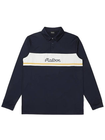 Tech color block polo t shirt NAVY MAN - MALBON GOLF - BALAAN 1