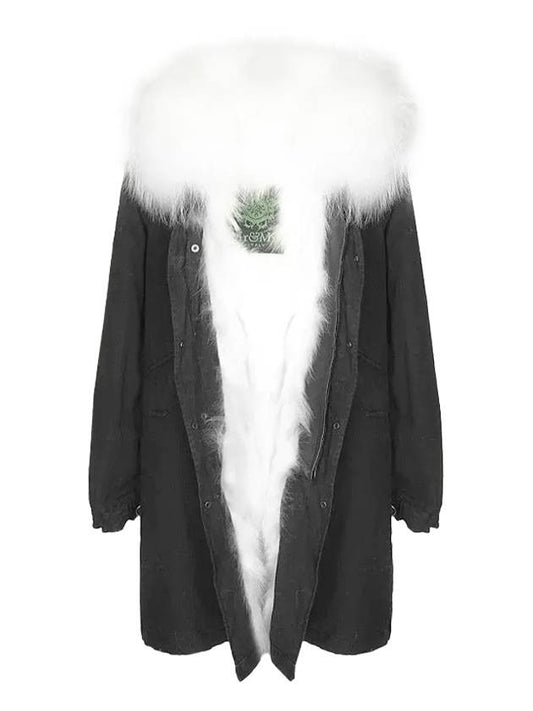 white fox fur trim jacket black - MR & MRS ITALY - BALAAN.