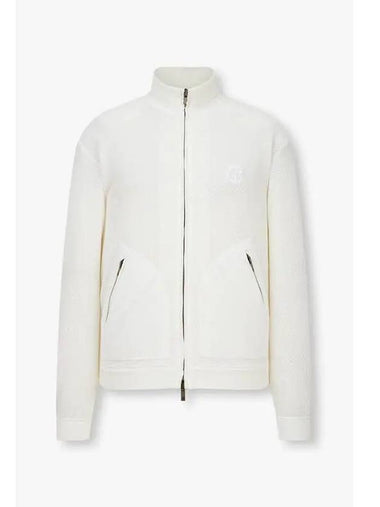 Men s Stretch Mesh Zip Up Jacket White - GIORGIO ARMANI - BALAAN 1