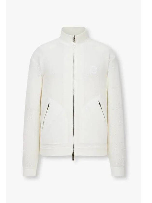 Men s Stretch Mesh Zip Up Jacket White - GIORGIO ARMANI - BALAAN 1