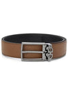 Gancini Reversible Adjustable Leather Belt Radica Black - SALVATORE FERRAGAMO - BALAAN 1