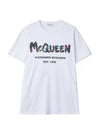 Watercolor Graffiti Short Sleeve T-Shirt White - ALEXANDER MCQUEEN - BALAAN 2