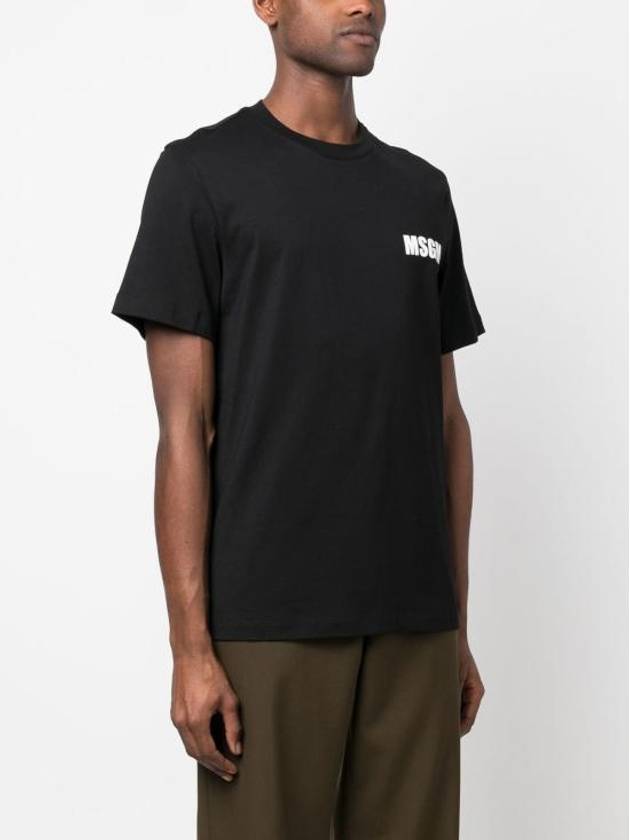 Back Logo Print Cotton Short Sleeve T-Shirt Black - MSGM - BALAAN 6